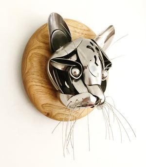 "Smokey" - Metal Cat Sculpture