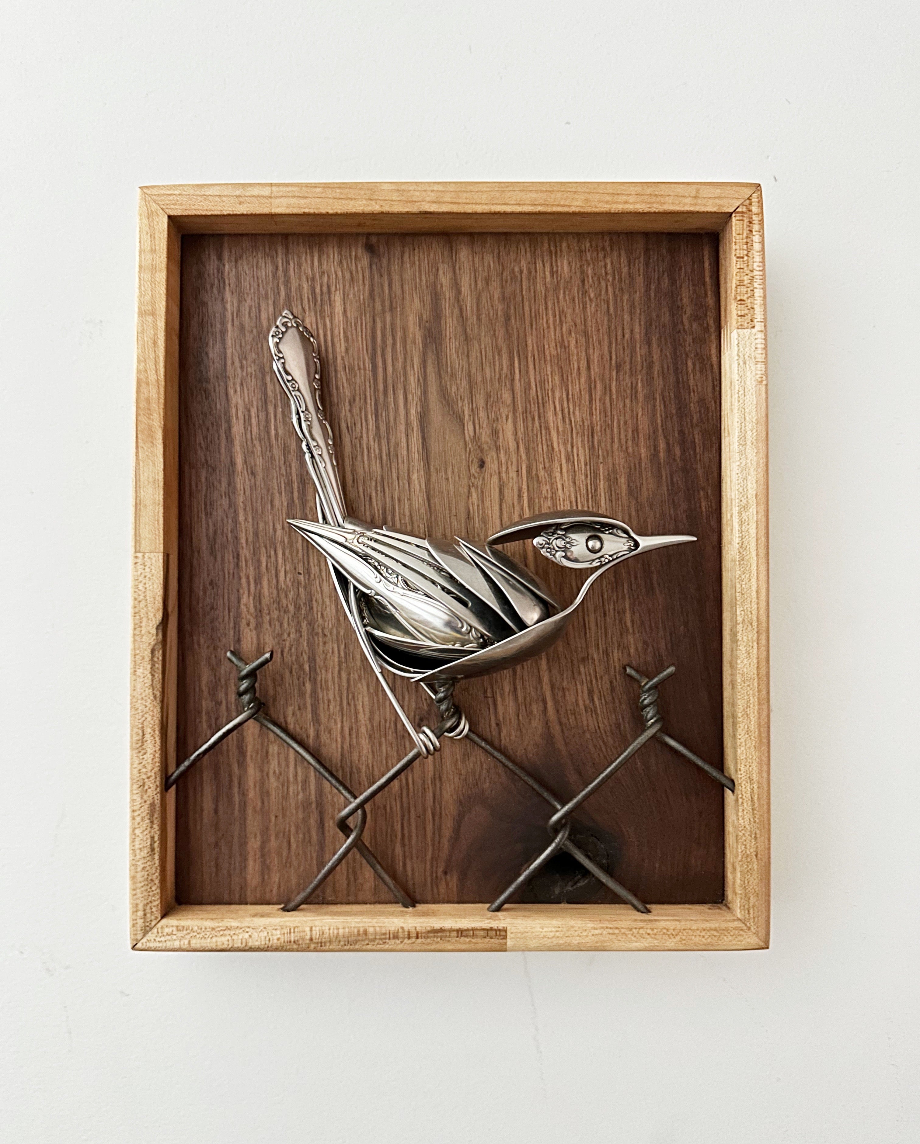 "On the Fence" - Metal Bird Sculpture
