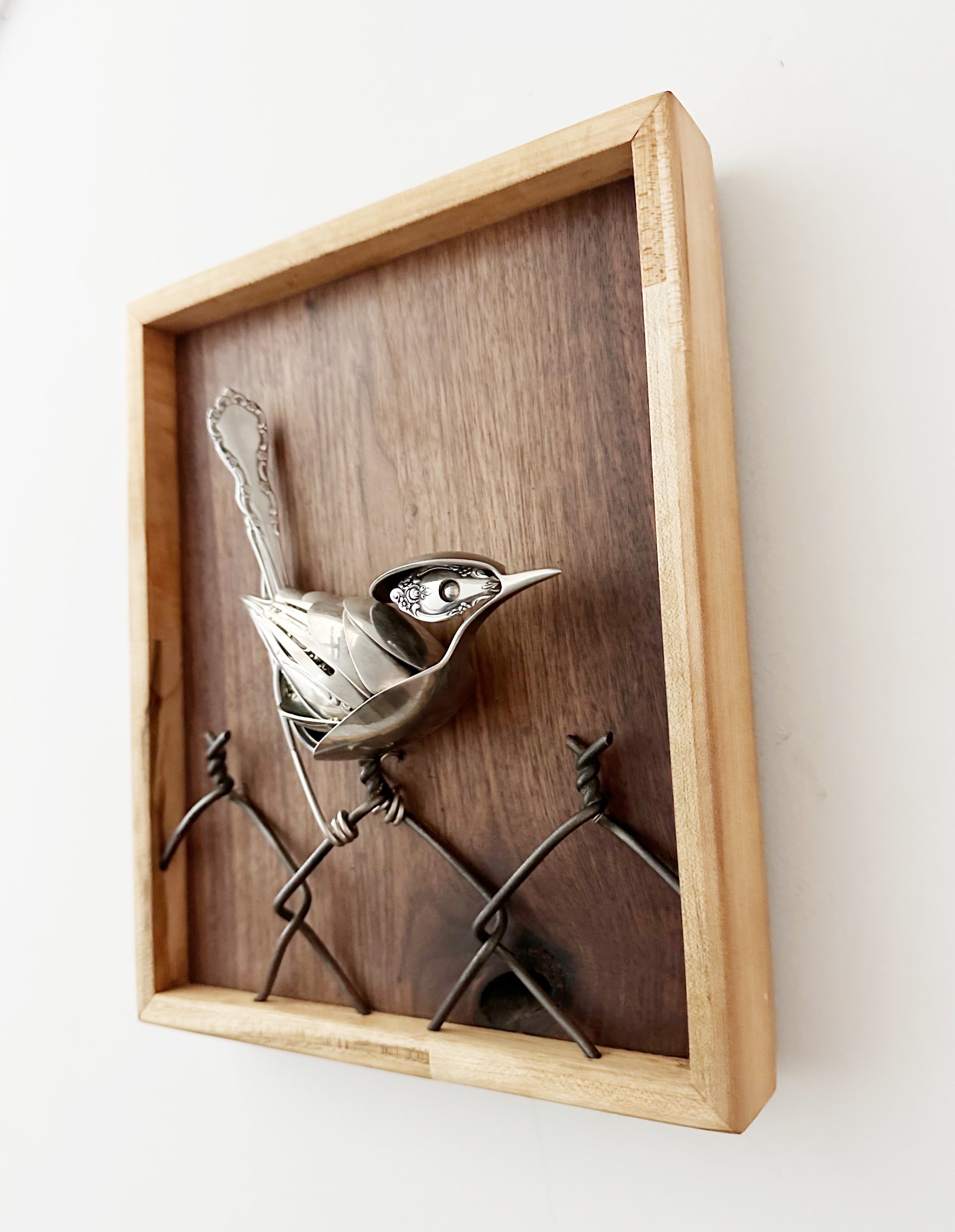 "On the Fence" - Metal Bird Sculpture
