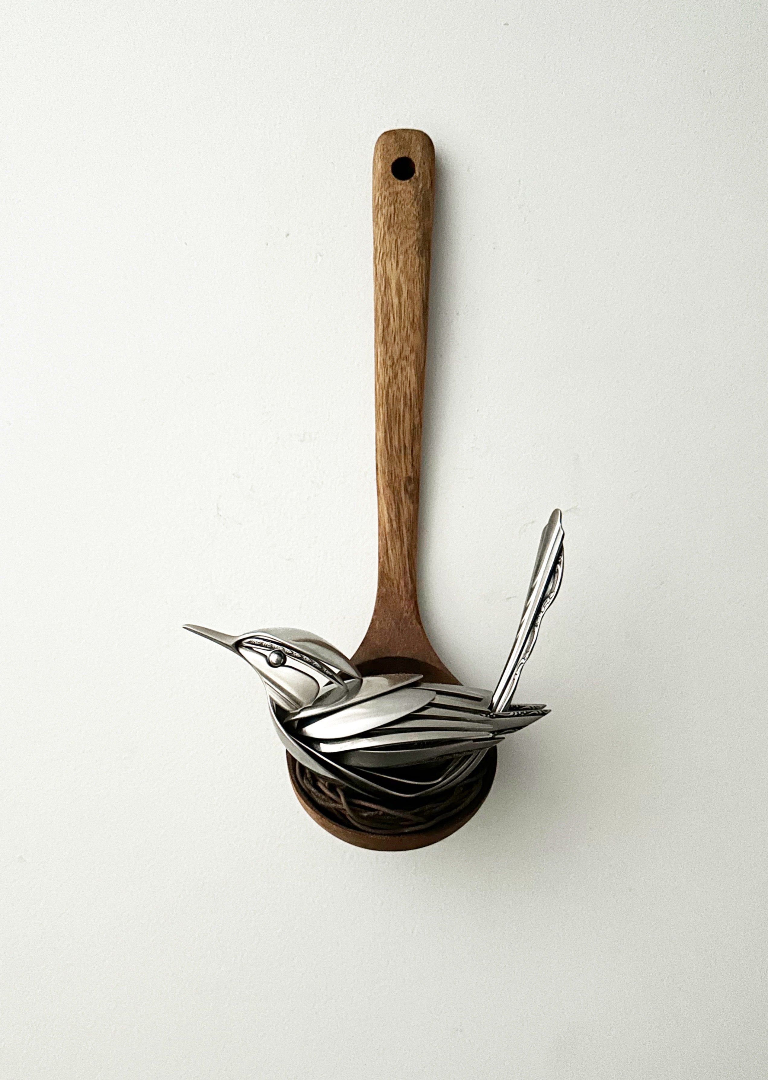 "Nesting" - Metal Bird Sculpture