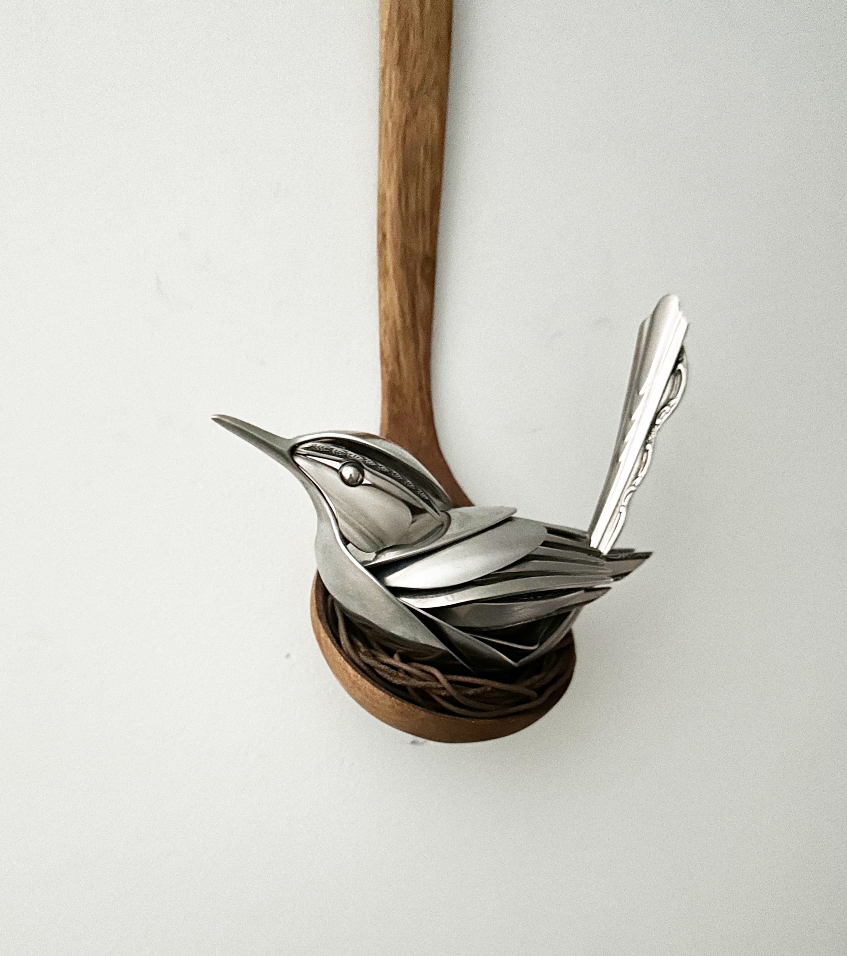 "Nesting" - Metal Bird Sculpture