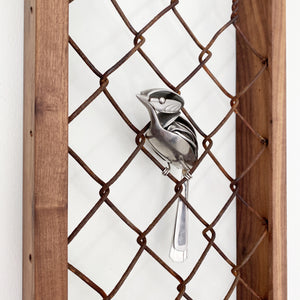 "On the Fence" - Upcycled Metal Bird Sculpture